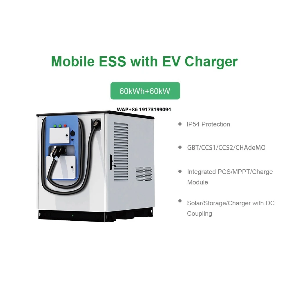 

60KWh+60KW Mobile ESS Solar Battery Storage System With EV Charger