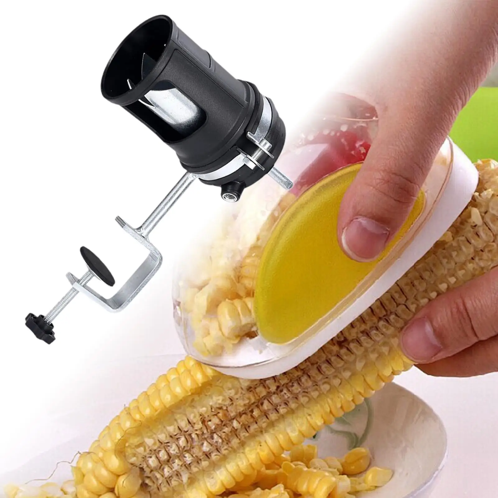 Dry Corn Thresher with Desk Fixed Clip for Power Drill 9.4x5inch Simple Installation Sturdy Accessory Professional Corn Stripper