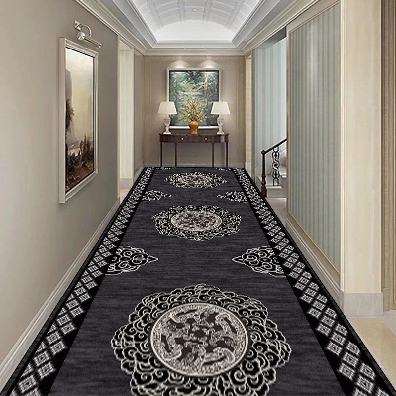 Modern Nordic ทางเดินยาวพรมทําความสะอาดง่าย Hall Runner ลื่นห้องโถงพรมล้างทําความสะอาดได้ Porch Entry พรมเช็ดเท้าปรับแต่ง
