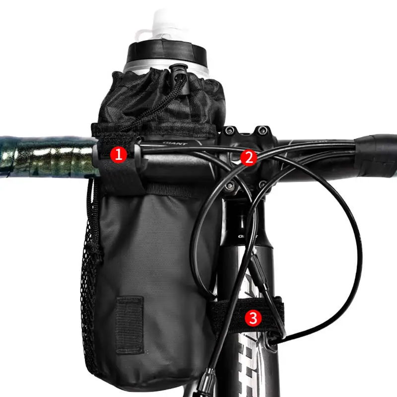Soporte para botella de bicicleta, bolsa portadora de agua para ciclismo, hervidor aislado, bolsa para manillar de bicicleta de carretera, accesorios, Kit de herramientas de equitación