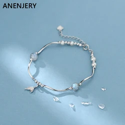 ANENJERY Moonstone Mermaid Tail Bracelet Ins Niche Design Female Friends Imitation Pearl Bracelet Accessories Wholesale