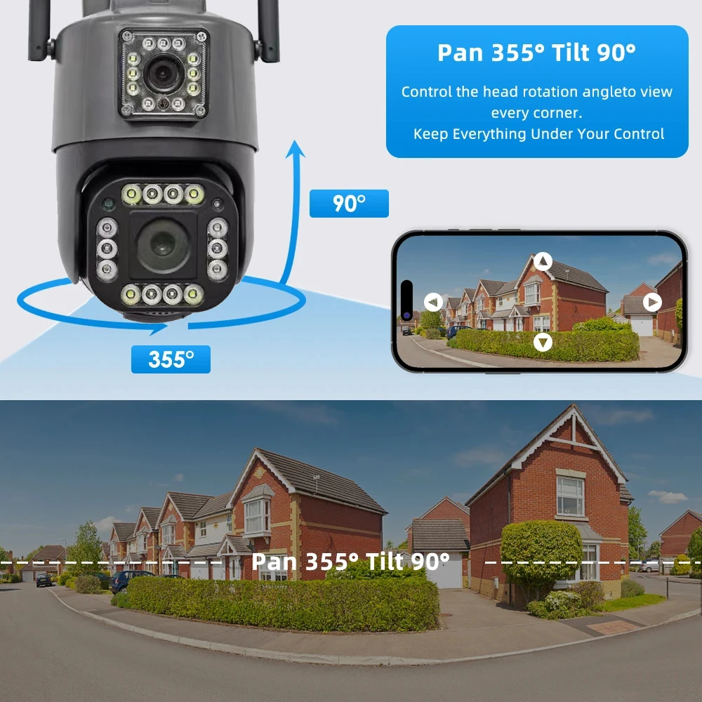 Yoosee 4K 8MP WiFi PTZ Camera Dual Lens Dual Screen CCTV 4MP Outdoor H.265 Video Security Camera Auto Track Color Night Vision