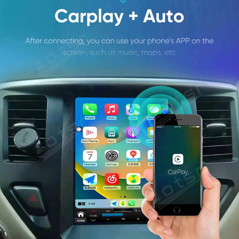 10.4 بوصة CarPlay أندرويد 15.0 مشغل راديو الوسائط المتعددة للسيارة لنيسان باثفندر R52 SL SV 2013 - 2020 وحدة ستيريو GPS نافي #4