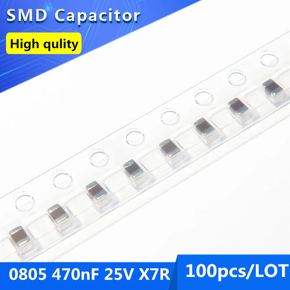 2012 0805 Thick Film Chip Multilayer Ceramic Capacitor 470nF 0.47uF 25V X7R 10% 100pcs