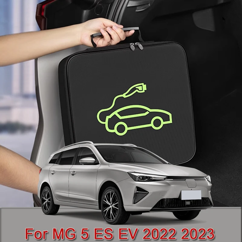 EV Car Charging Cable Storage Carry Bag Charger Plugs Sockets Waterproof Fire Retardant Acccessory For MG 5 ES EV 2022 2023 2024