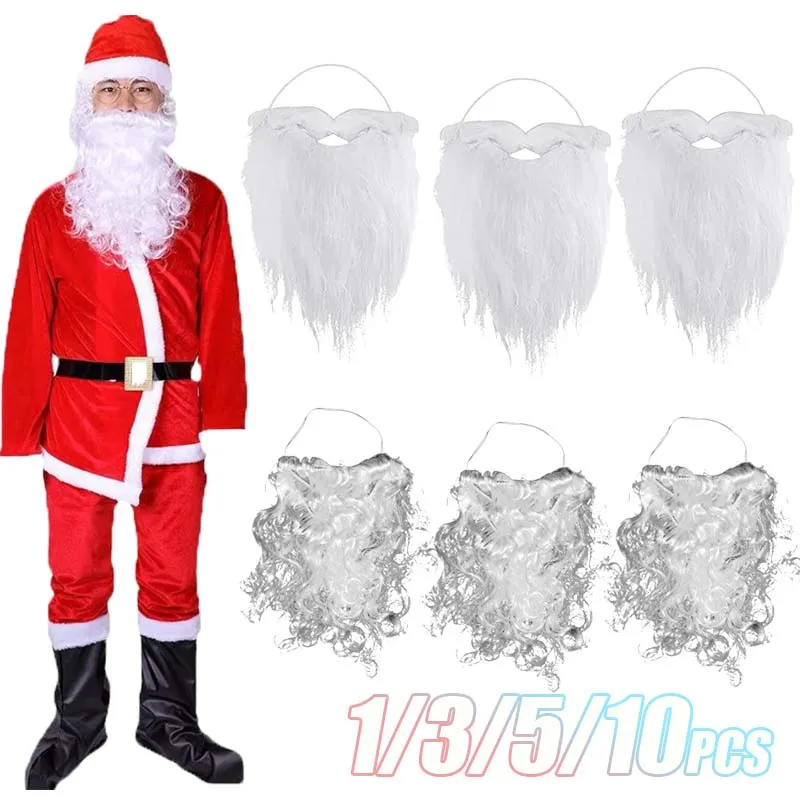 Natale Babbo Natale Barba Baffi bianchi Costume Prop Bambini adulti Barba finta Decorazione festa Accessorio cosplay