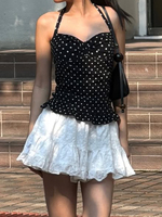 Causal Cute Polka Dot Print Halter Women Tops Fashion Chic Simple Patchwork Summer New Slim Blouses