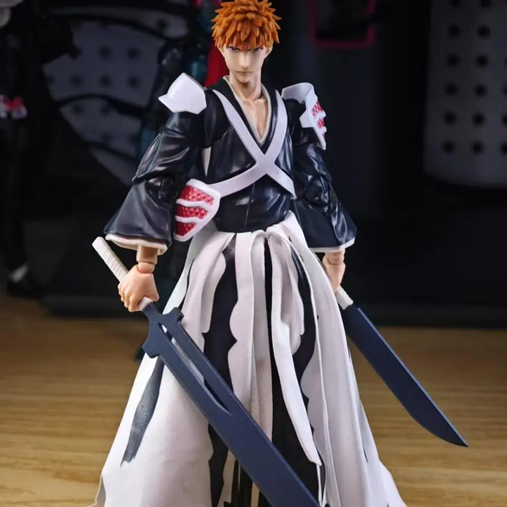 BLEACH Anime Shf Kurosaki Ichigo Handmade Clothes Clothes Built In Iron Wire for Styling Suitable for 1/12 Movable Humanoid Toys