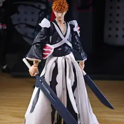 BLEACH Anime Shf Kurosaki Ichigo Handmade Clothes Clothes Built In Iron Wire for Styling Suitable for 1/12 Movable Humanoid Toys