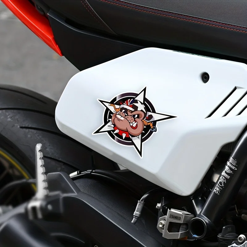 قطعة واحدة "ملصق سيارة عصري بولدوج ستار، ملصق تلقائي كرتوني، ملصق سيارة رائع للتخصيص، عنصر نمط السيارة المميز"