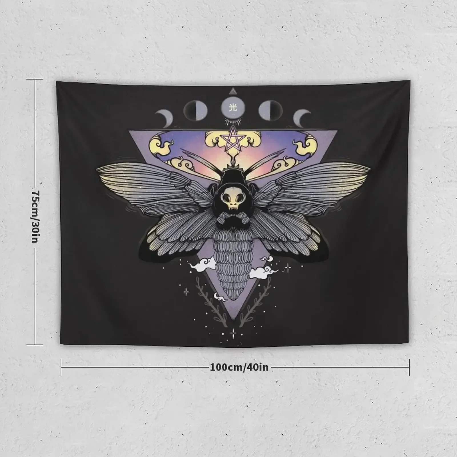 Death Head Moth Gothic Triangle Moon Phase Art Tapestry Home Decorators Cute Room Things Outdoor Decoration Tapestry