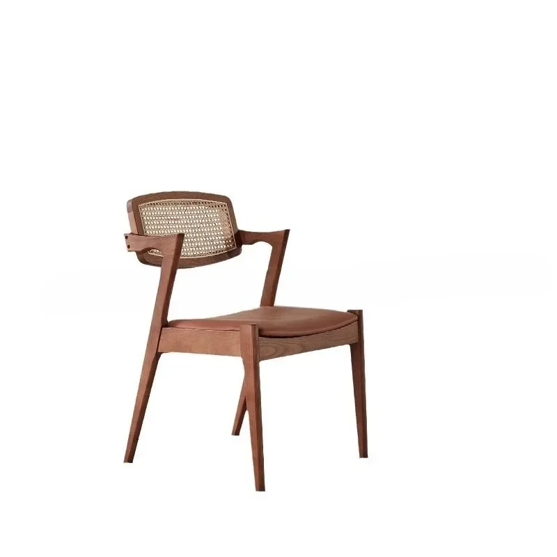 Small family dining room, living room, homestay solid wood woven rattan chair