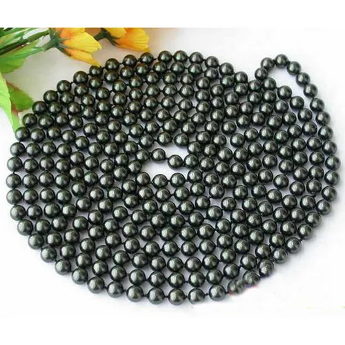 Favorite Pearl Jewelry,100'' 8mm Black South Sea Shell Pearl Necklace,Perfect Wedding Birthday Party Charming Women Gift.