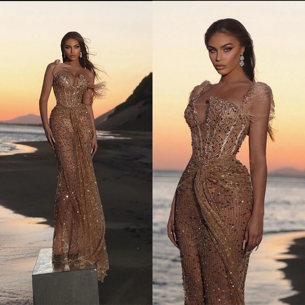 Fashion Mermaid Celebrity Prom Dresses Luxury Crystal Evening Dress 2024 Sexy Black Girls Graduation Party Gown