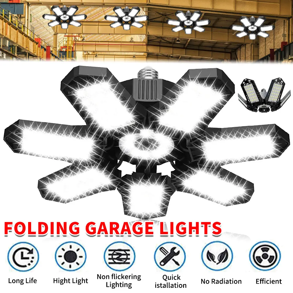

15000LM 150W Foldable LED Bulbs E27 Garage Light Adjustable Multi Panel Market Shop Ceiling Lamp For Workshop Warehouse Lighting