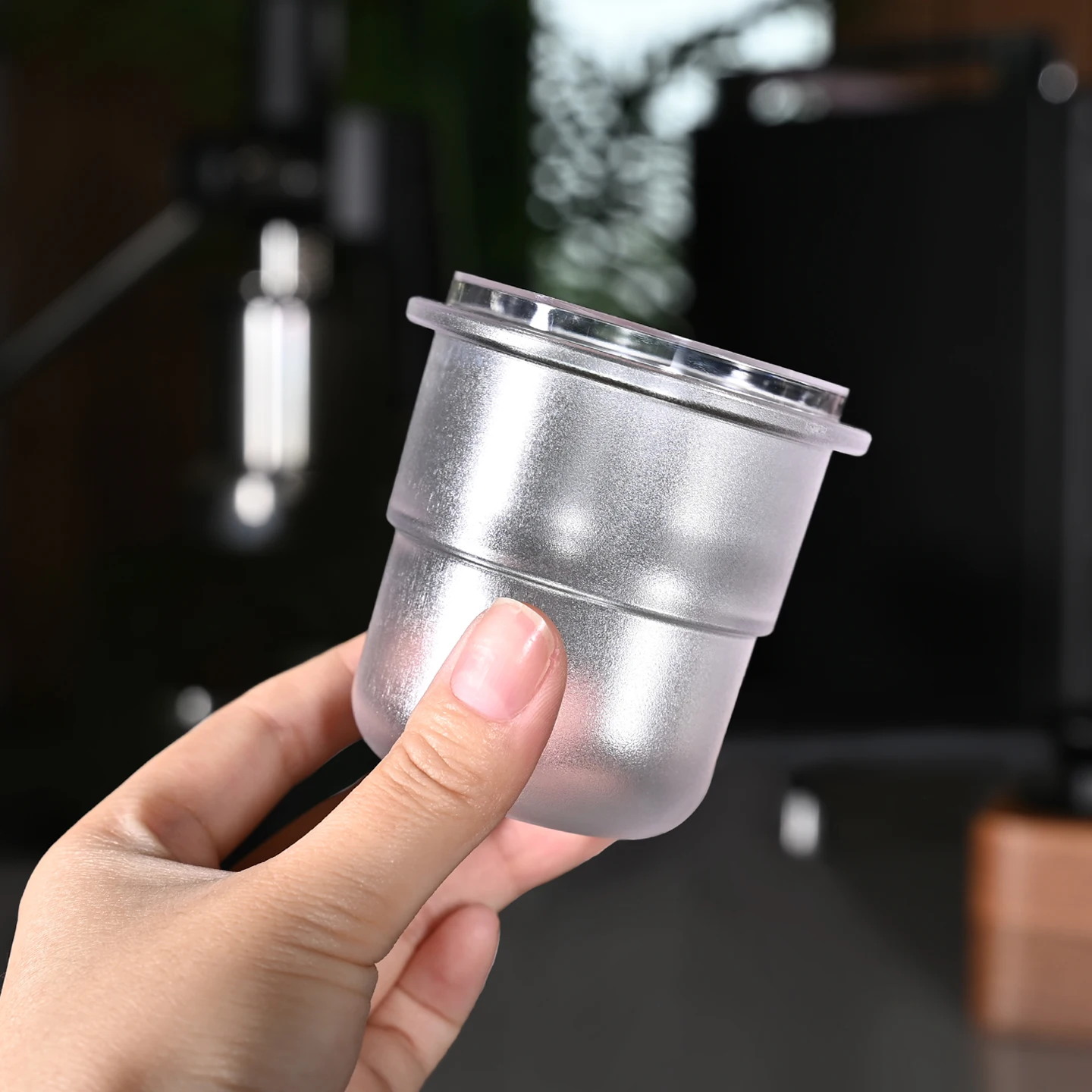 Taza dosificadora de 58 mm para portafiltro de café, taza negra transparente para degustar el espresso, taza dosificadora de café, herramientas para máquinas de café que evitan que el café se esparza.