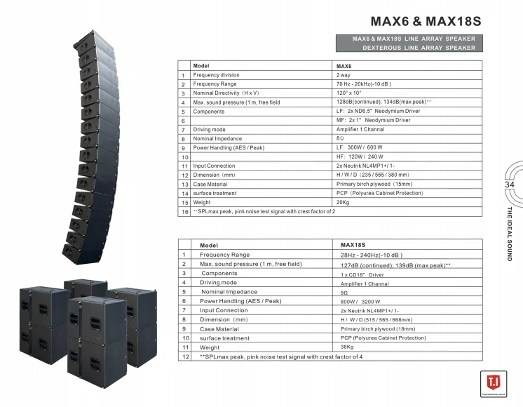 Акустическая система MAX-6 Line Array с двумя 6-дюймовыми вуферами, DJ-сабвуфер 18 дюймов, басовые динамики, звуковое оборудование, усилители, колонки