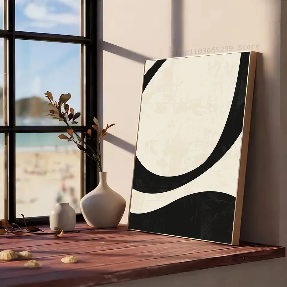 أبيض وأسود بسيط S-نمط محكم مجردة اللوحة المشارك الفن غرفة نوم غرفة المعيشة مكتب ديكور جدران المنزل قماش