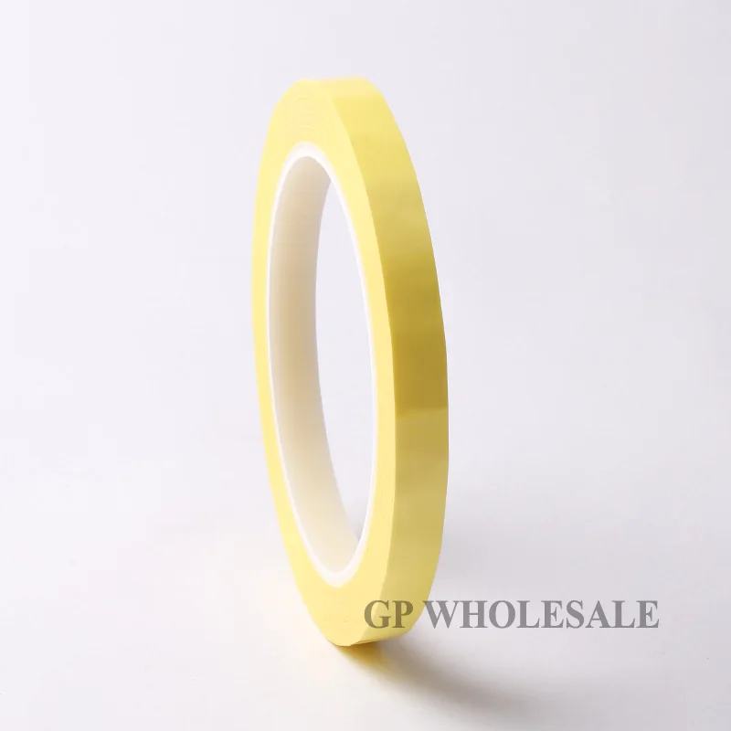 

2 рулона 8 мм * 66 м * 0,06 мм ПЭТ высокотемпературная выдерживающая изоляционная противопламенная клейкая майларовая лента для трансформатора желтая