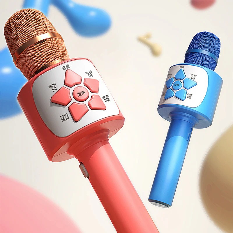 Karaoke Microphone for Kids, Wireless Bluetooth Karaoke Portable Mic Speaker Player Recorder for KTV Birthday Party Puzzle toys