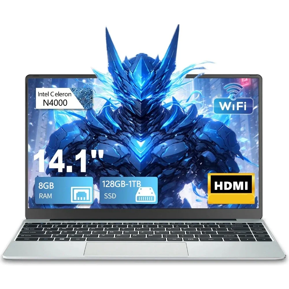 14.1 Polegada Quad Core Laptop Intel Pentium N3710 128GB/256GB/512GB/1TB SSD Windows 11 Pro Notebook para Estudantes Aprendizagem Online