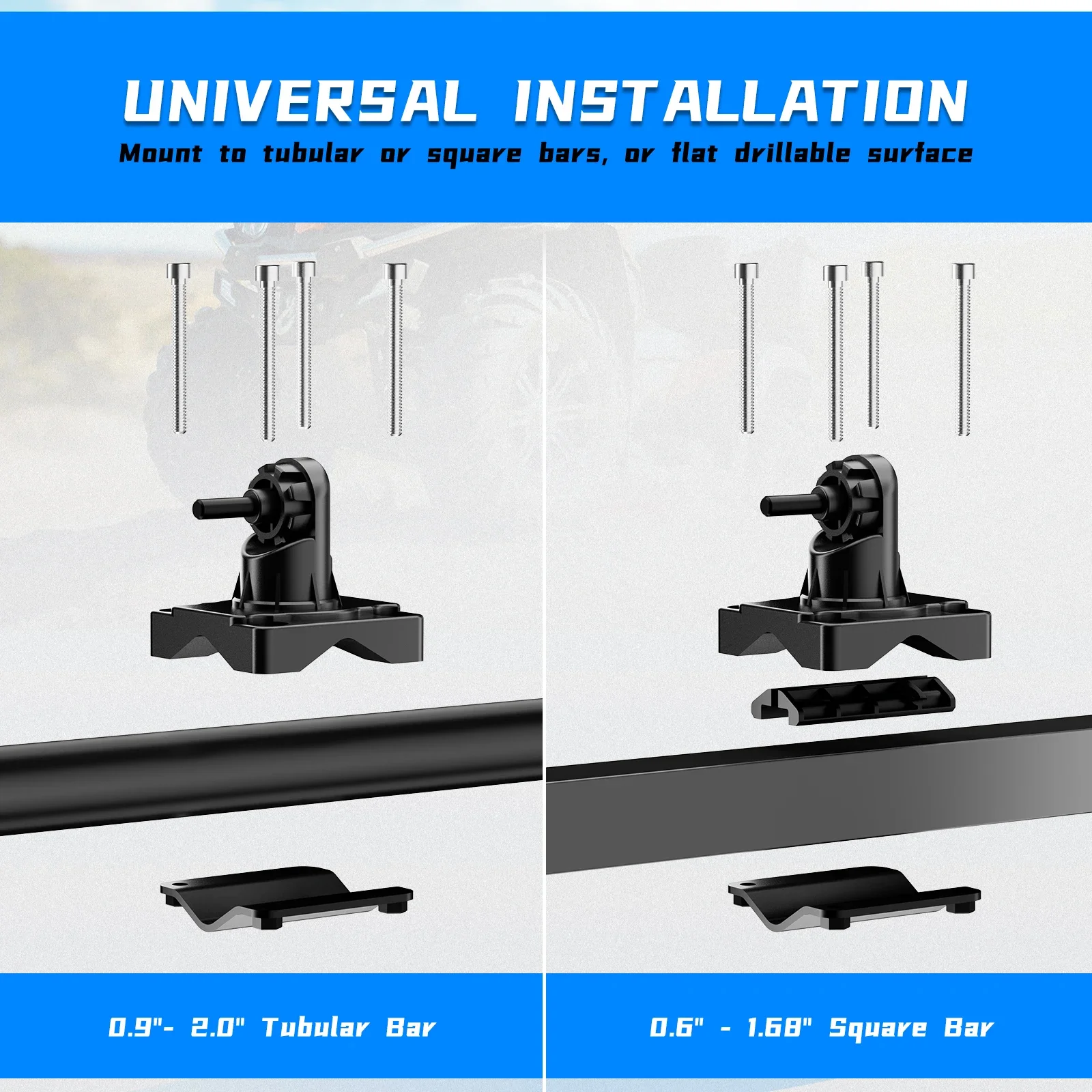 KEMIMOTO ATV Gun Bow Rack Mount Holder Round/Square Bar For UTV Motor Motorbike Scooter Shooting V-Grip Handlebar Cushioned Rack