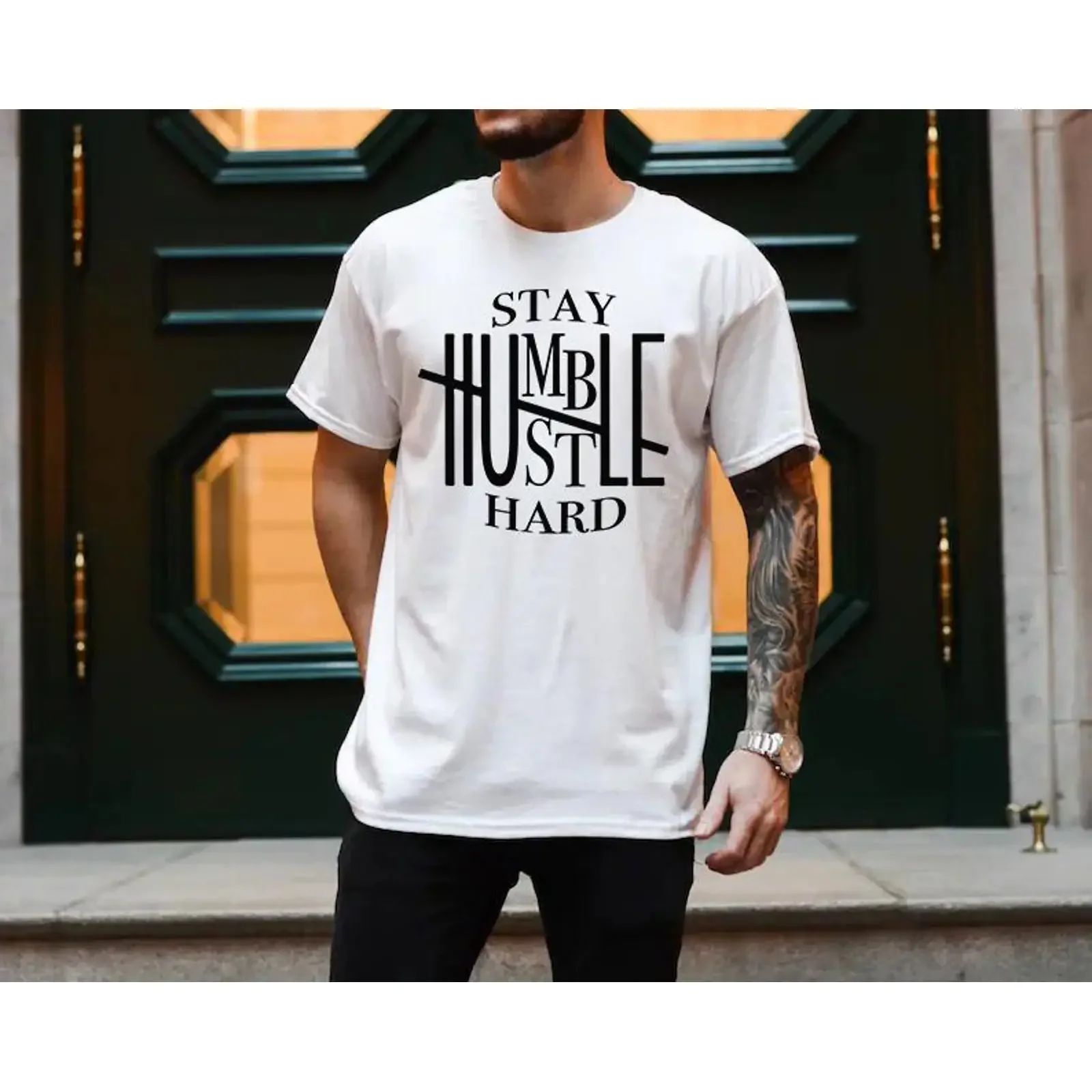 Stay Humble Hustle Hard Layered Digital Download for Cricut Silhouette Etc Svg Eps Dxf Png Files vintage Washed Stretched