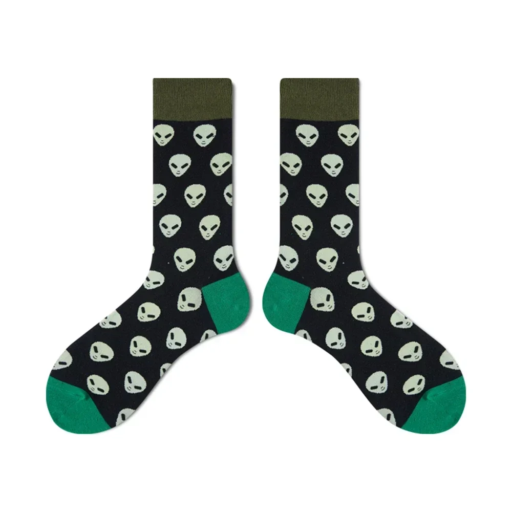 2 Pairs Men and Women's Cotton Thick Soft Retro Socks, Warm and Happy Penguin Monkey Octopus Cartoon Novelty Xmas Gift view 5