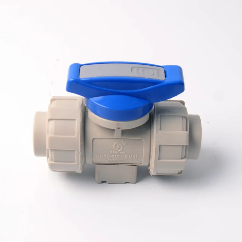 2025 صمام كروي PPH مع اتحادات مزدوجة، صمام PP، مفتاح صمام مياه بلاستيكي يدوي، تذوب بالحرارة