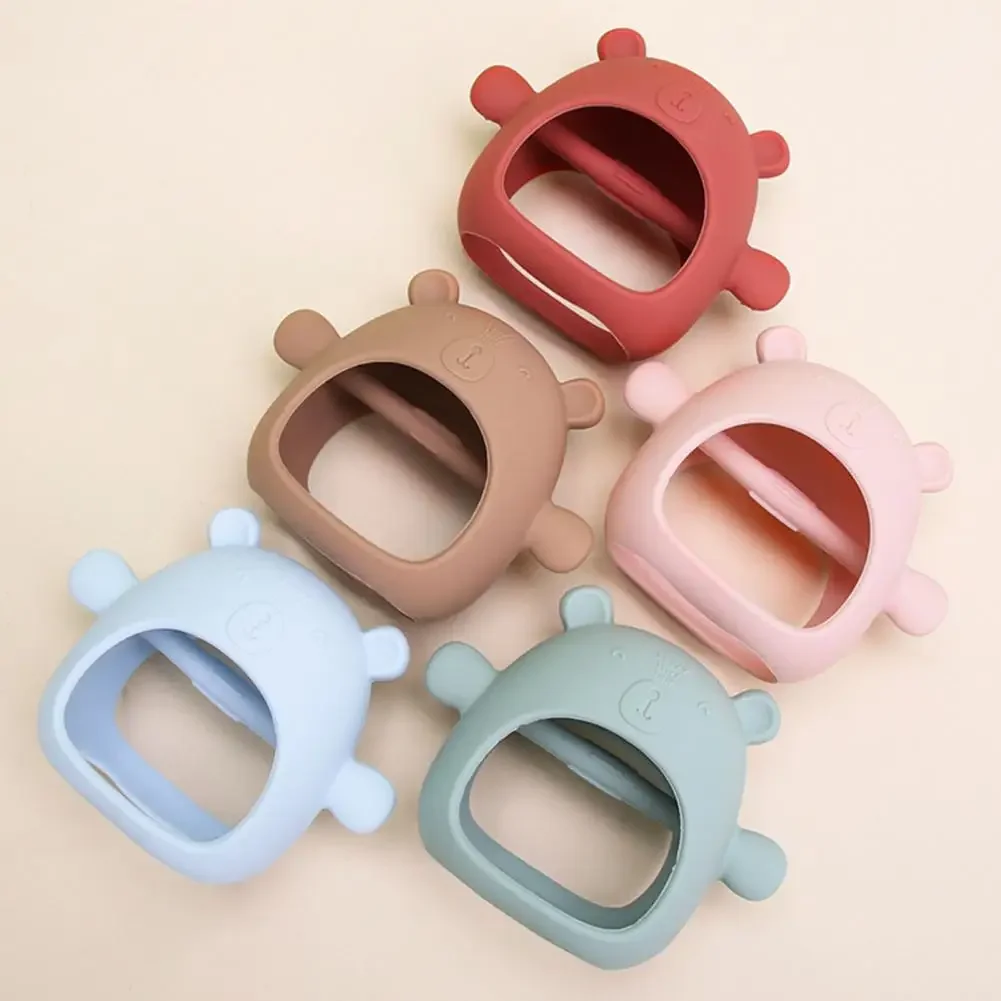 Silicone Teether Useful Lightweight Safe Baby Anti-eating Hand Molar Stick Teething Toy for Indoor Baby Teether Baby Teether