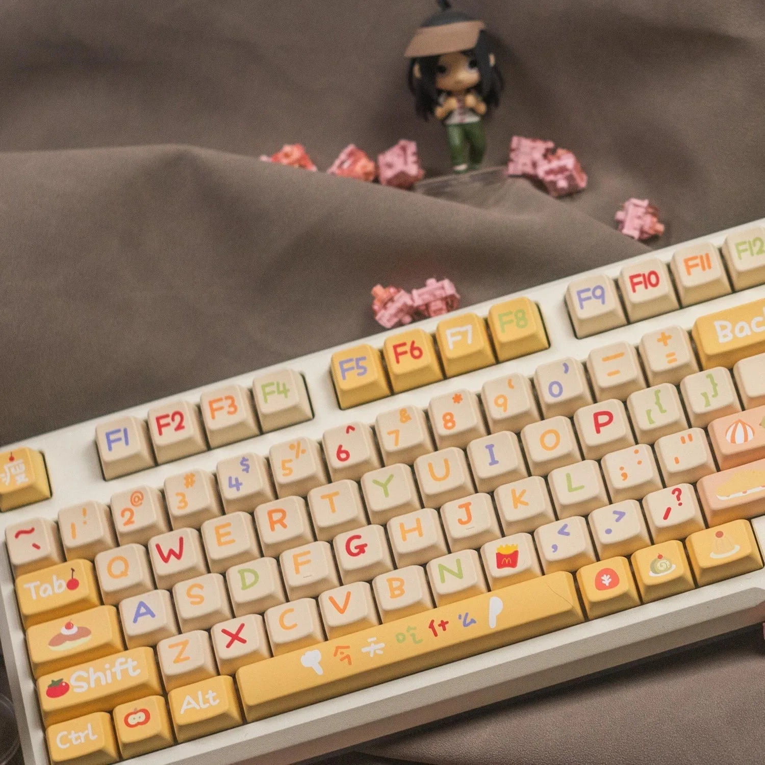 Food Themed Keycap Cute 143 Keys PBT MDA Height Keycap Diy Creative For 61/87/104/108 Mechanical Keyboard Keycaps