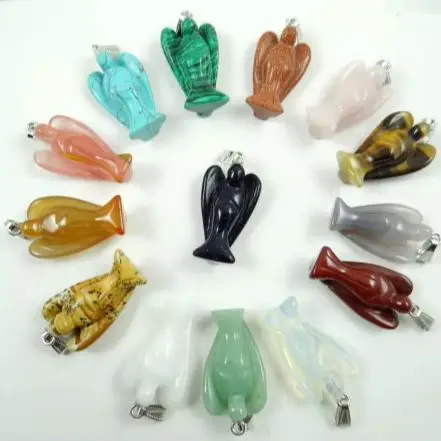 natural stone Quartz crystal Turquoises aventurine tiger eye angel Pendant for diy Jewelry making necklace Accessories