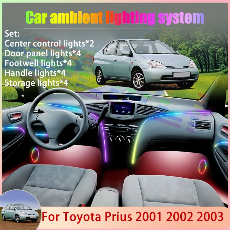 

Для Toyota Prius MK1 1st 1rd XW10 2001 2002 2003 2/18 в 1 автомобильный атмосферный светильник RGB абажур Ensemble Streamer Atmosphere Set