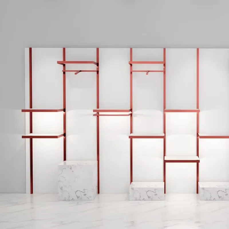 Modern Retail Sport Footwear Store Fixtures Multi-Layer for Eco-Friendly Wall-Mounted LED-Lit Shoes Display Racks & Shelves