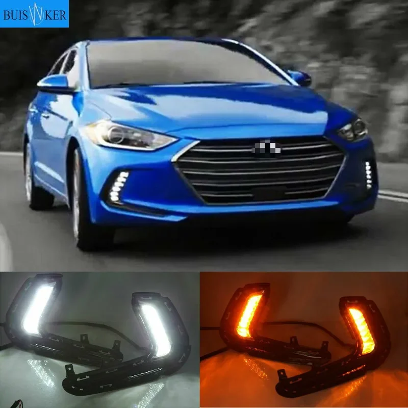 

1 пара для Hyundai Elantra 2016 2017 2018 светодиодные автомобильные DRL дневные ходовые огни дневного света водонепроницаемые сигнальные лампы