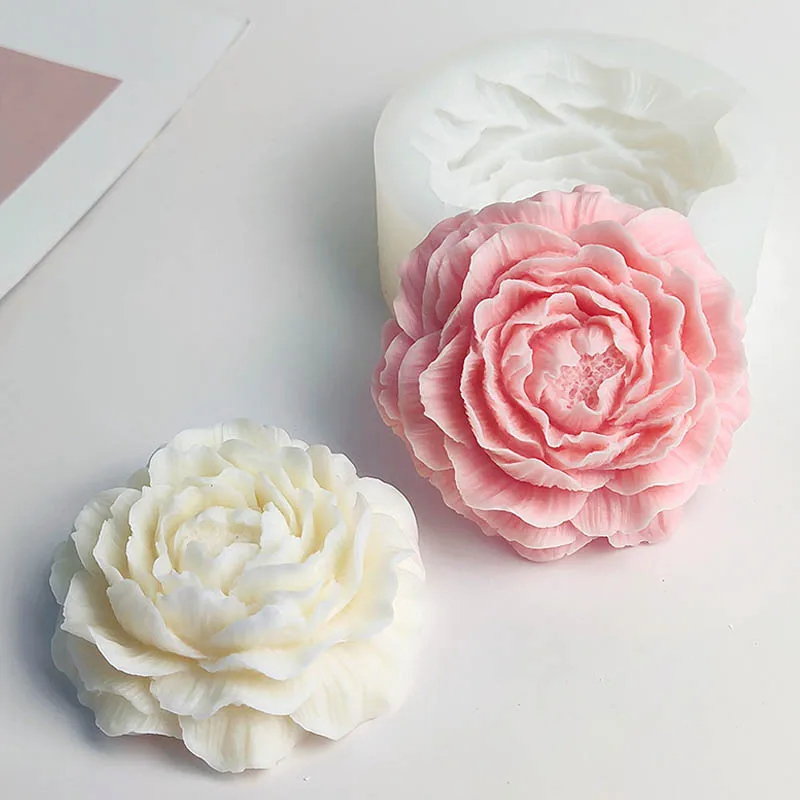 3D Large Peony Candle Silicone Mold Handmade Flower Scented Candle Gypsum Candle Wax Mould Resin Soap Making Supplies Home Decor