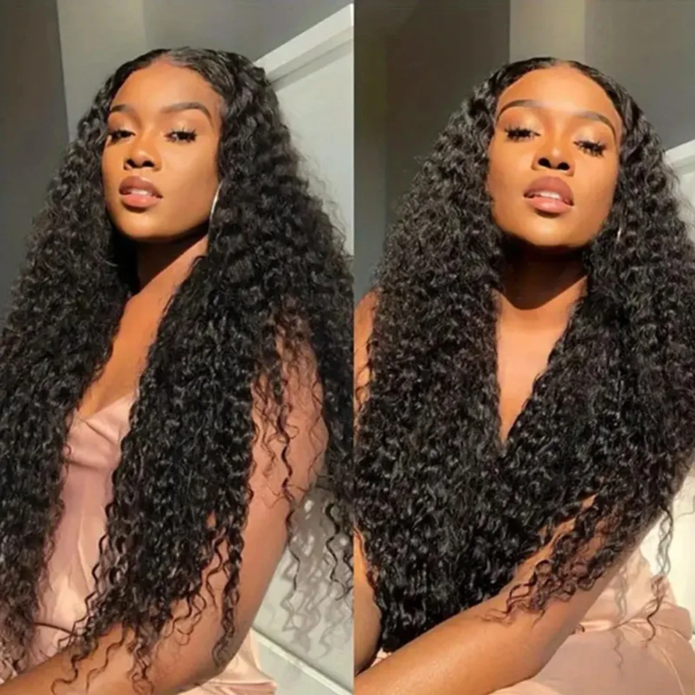 

13x4 Deep Wave Natural Color Lace Front Wigs Human Hair Transparent 220Density 5x5 Pre Plcked 13x6 Lace Frontal Wig For Women 1B