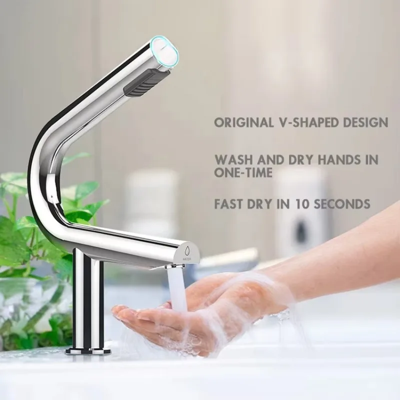 304 Stainless Steel Electronic Faucet 2 in 1 Wash and Dryer Tap High Speed