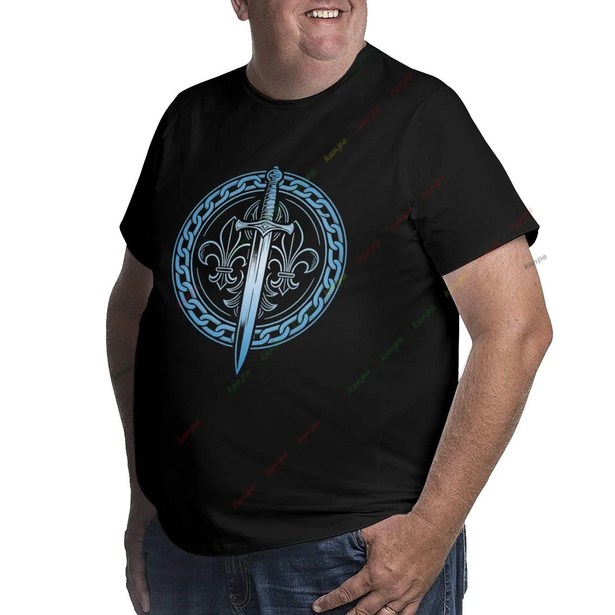 Men's 3D Print Oversized T-Shirt Vintage Compass Knight Sword Graphic Tee Crew Neck Short Sleeve Casual Plus Size Top 6xl 5xl