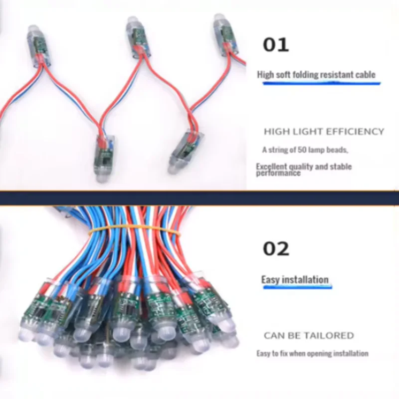 2025 nuovo WS2811 DC5V 12mm Pixel LED a colori Luci della stringa IP68 Impermeabile RGB Modulo LED indirizzabile digitale Luce 50 pezzi