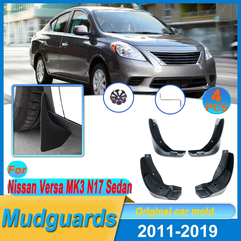 

4pcs Mudguards For Nissan Versa MK3 N17 Sedan 2011-2019 Mudflap Fender Flares Mud Flap Splash Guards Cover Wheel Car Accessories