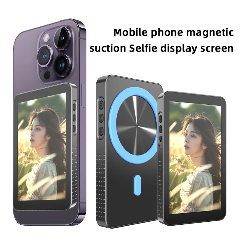 

Magnetic Selfie Monitor for iphone Android Wireless Live Selfie Monitor Screen for Phone Rear Camera Selfie Vlog Live Stream