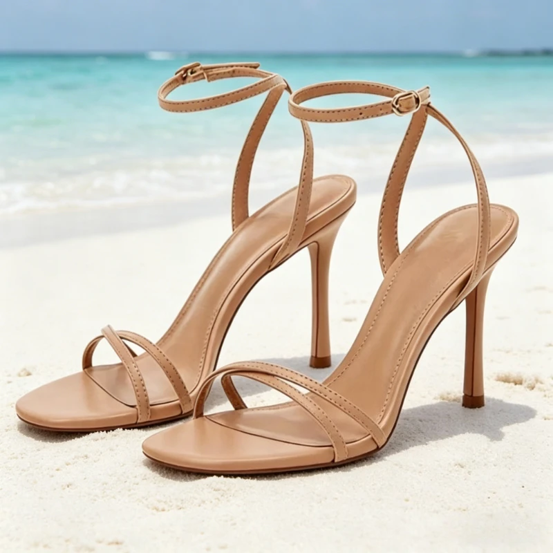 

Sexy Cross-tied Stiletto Sandals Women Fashion Ankle-Strap Buckle Designer Shoe Summer Open-Toe Slingback Heels Zapatos De Mujer
