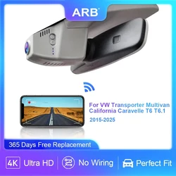 ARB 4K Dash Cam for VW Transporter Multivan California Caravelle T6 T6.1, Car Video Recorder with Night Vision, Loop Recording