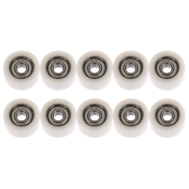 10/5/3/1Pcs 608 ZZ POM Nylon Round Type Roller Wheel POM Wrapped 608ZZ Bearing Pulley Plastic Wheel Bearing Pulley 8*30*10mm