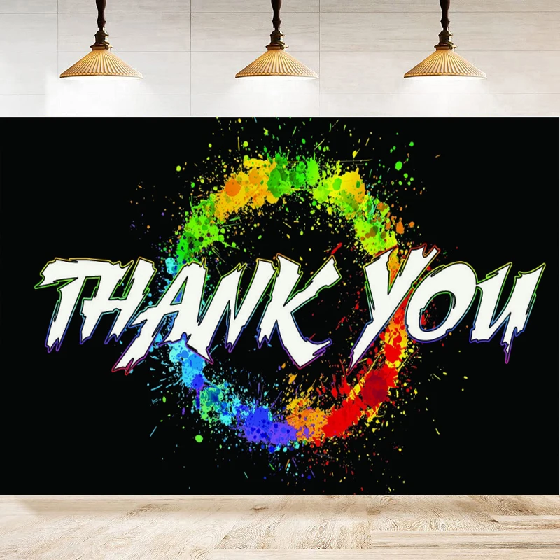 Photography Backdrop Rainbow Thank You Poster Doctors Teacher Staff Party National Nurse's Day Graffiti Splash Paint Banner