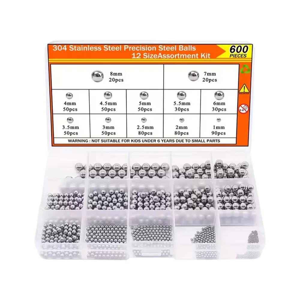 AliExpress NONE 600pcs 12 Sizes Stainless steel precision ball 1-8mm Bicycle bearing ball assembly kit, mixed balls 1mm 2mm 2.5mm 3mm 3.5mm 4mm