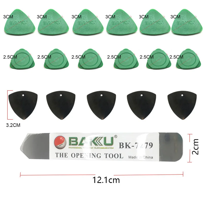 BAKU 18pcs Stainless Steel Blade Thin Pry Spudger Cell Phone Tablet Screen Battery Opening Tools for iPhone Repair Opener