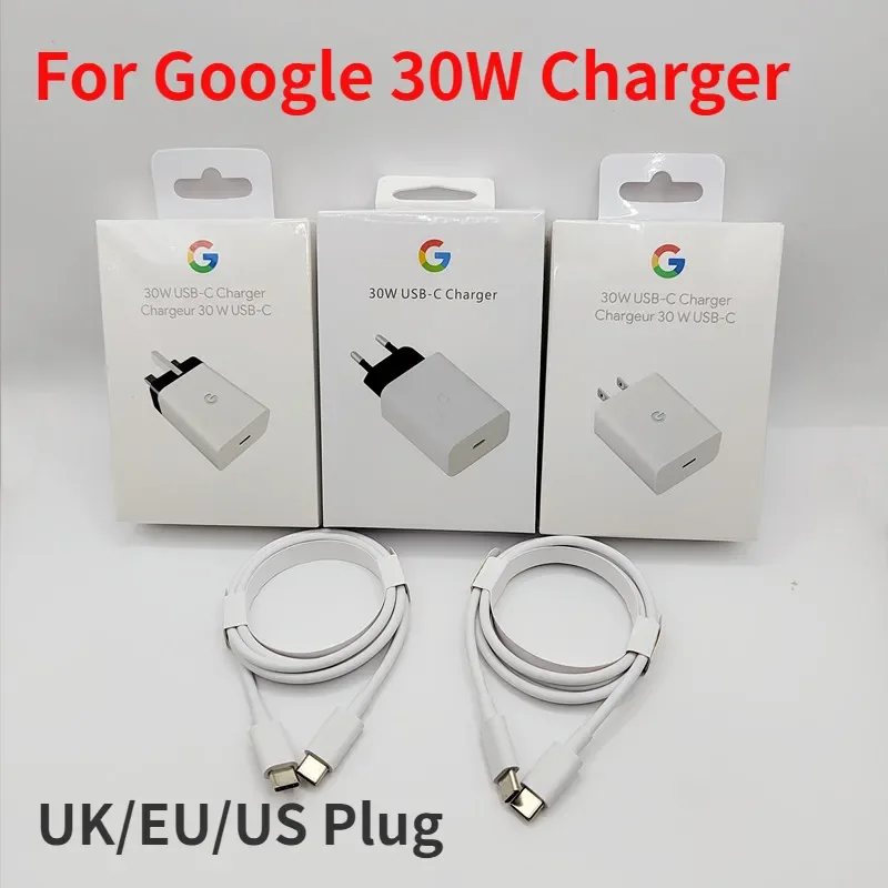 EU/US/UK For Google 30W Fast Charger Travel Adapter Quick Charging Usb C To Type C Cable For Google Pixel 7 6 5 Pro 6A 5A 4A