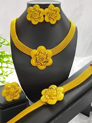 GOOD Luxury Flower Gold Plated Necklace Sets For Women Wedding Dubai African Jewelry Set Indian Jewellery Anniversary Gifts